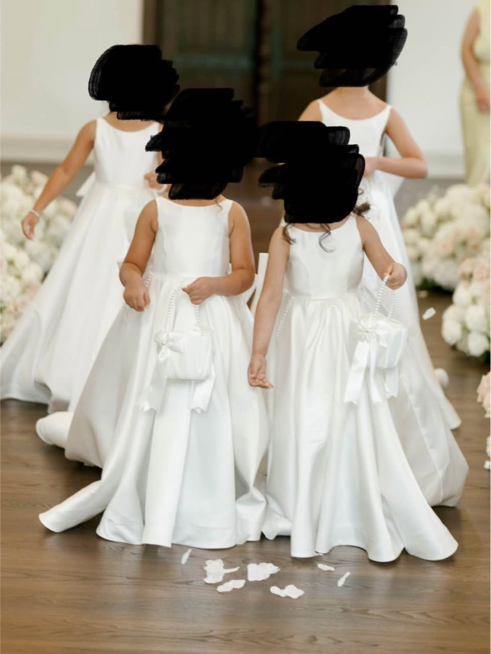 White Satin Flower Girl Dresses